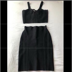 2 piece set, black top and bottom (skirt)